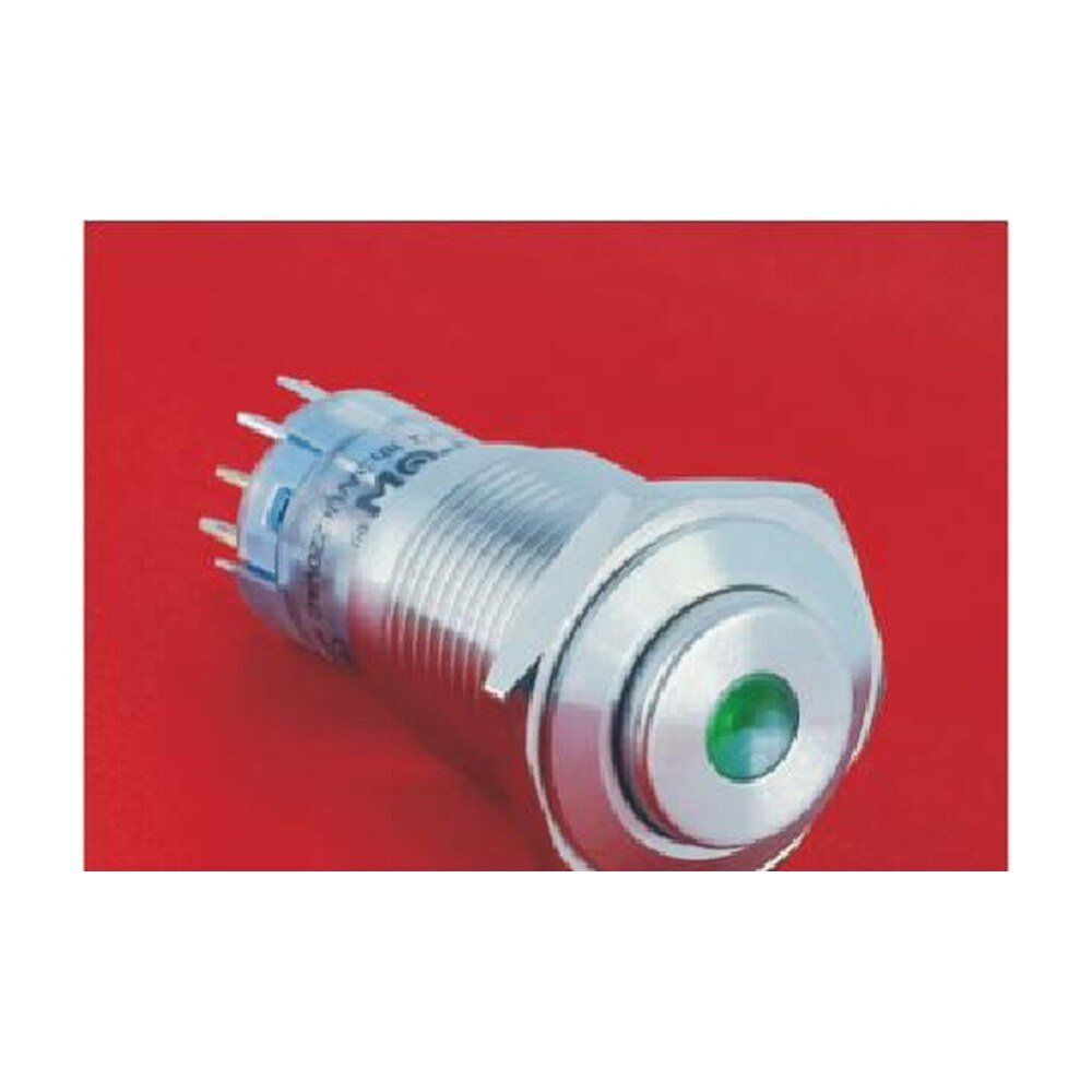 MR-LAS2GQH-D 16 mm Snap-Action Metal Push Button - High Round Head, Dot Illuminated