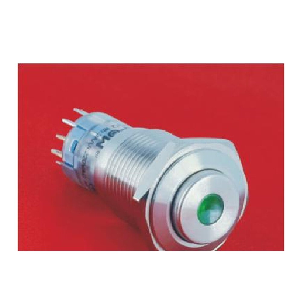 MR-LAS2GQH-D 16 mm Snap-Action Metal Push Button - High Round Head, Dot Illuminated