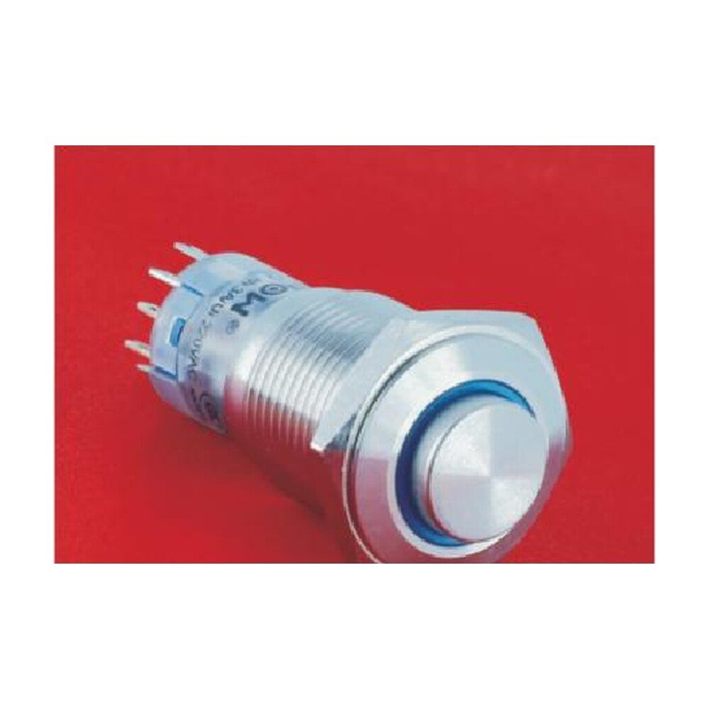 MR-LAS2GQH-E 16 mm Snap-Action Metal Push Button - High Round Head, Ring Illuminated