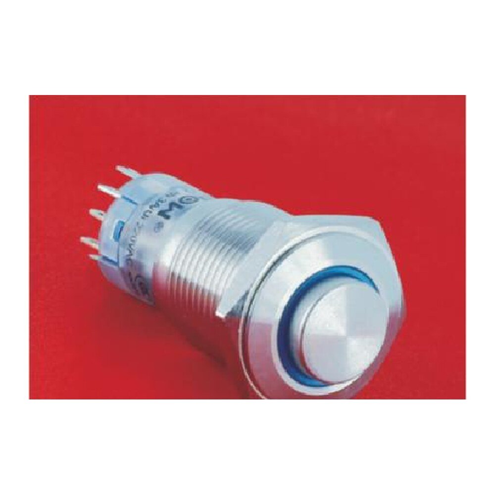 MR-LAS2GQH-E 16 mm Snap-Action Metal Push Button - High Round Head, Ring Illuminated