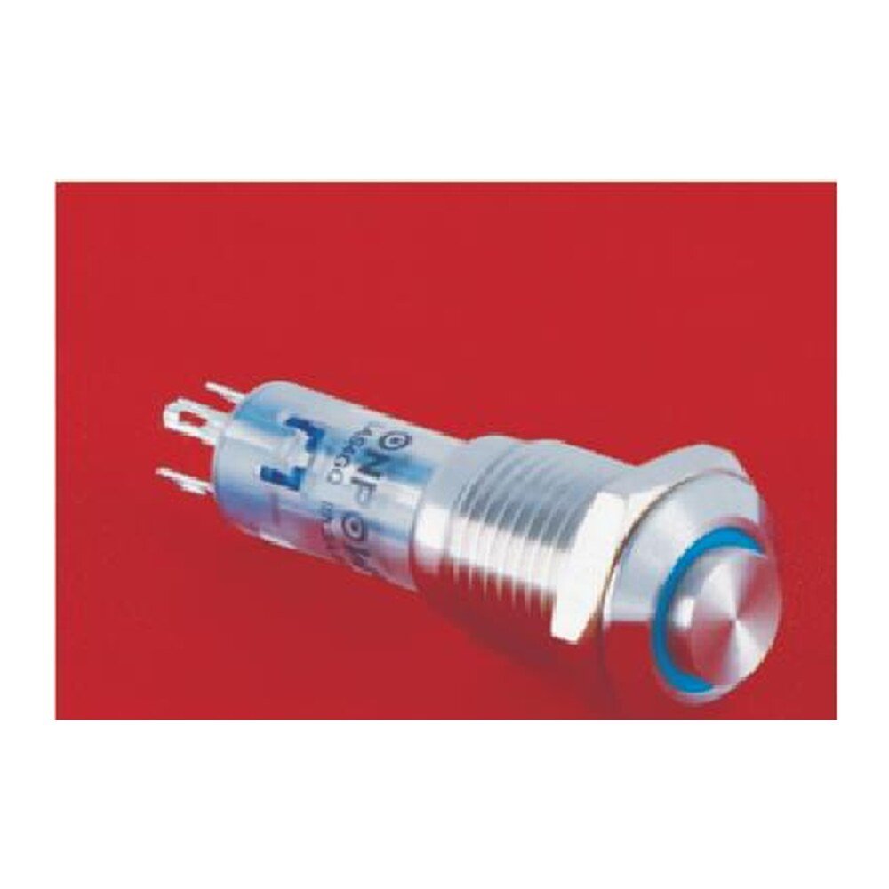 MR-LAS4GQH-11E 12 mm Illuminated Metal Push Button - 1NO1NC, Ring LED, Stainless Steel