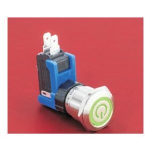 MR-LCA19-11ET 19 mm High-Current Anti-Vandal Push Button, Ring and Power Symbol Illumination, 1NO1NC 15 A