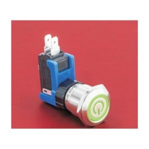 MR-LCA19-11ET 19 mm High-Current Anti-Vandal Push Button, Ring and Power Symbol Illumination, 1NO1NC 15 A