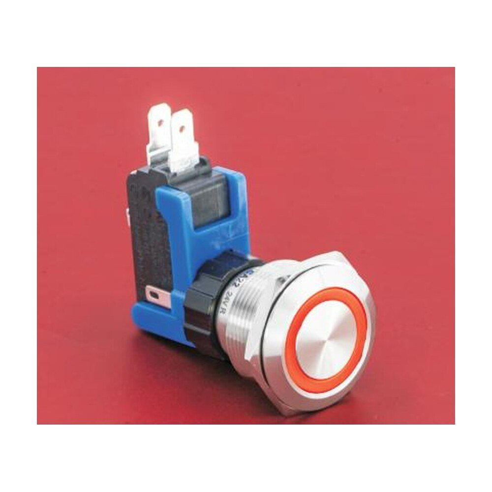MR-LCA22-11E 22 mm High-Current Anti-Vandal Push Button, Ring Illumination, 1NO1NC 15 A