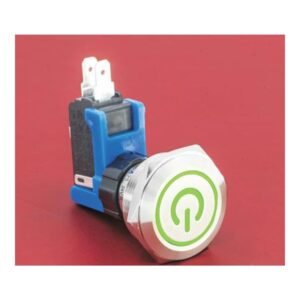 MR-LCA25-11ET 25 mm High-Current Anti-Vandal Push Button, Ring and Power Symbol Illumination, 1NO1NC 15 A