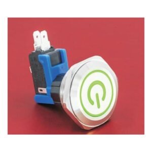 MR-LCA30-11ET 30 mm High-Current Anti-Vandal Push Button, Ring and Power Symbol Illumination, 1NO1NC 15 A