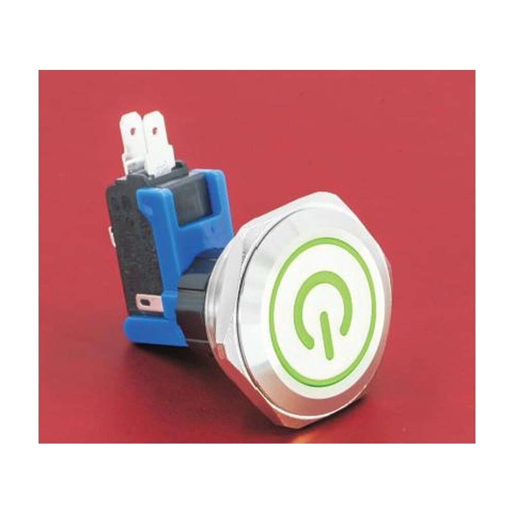MR-LCA30-11ET 30 mm High-Current Anti-Vandal Push Button, Ring and Power Symbol Illumination, 1NO1NC 15 A