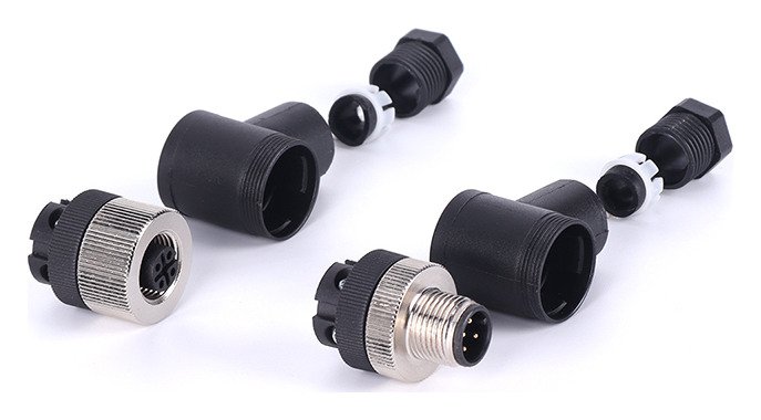 M12 Screw Threaded Right Angle Male Plug Assembly IP67 Waterproof Connector For Automation Equipment MR-M12-FW-07
