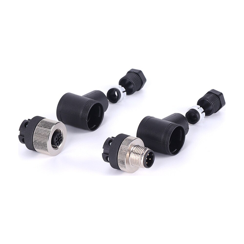 M12 Female 3 4 5 8 12Pin Electrical A B D Code Right Angle Plug Circular Connector MR-M12-GN-02
