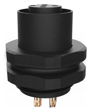 M12 Female Panel Mount Rear Fastened Plastic Waterproof Electrical Connector Plug MR-M12-PM-01
