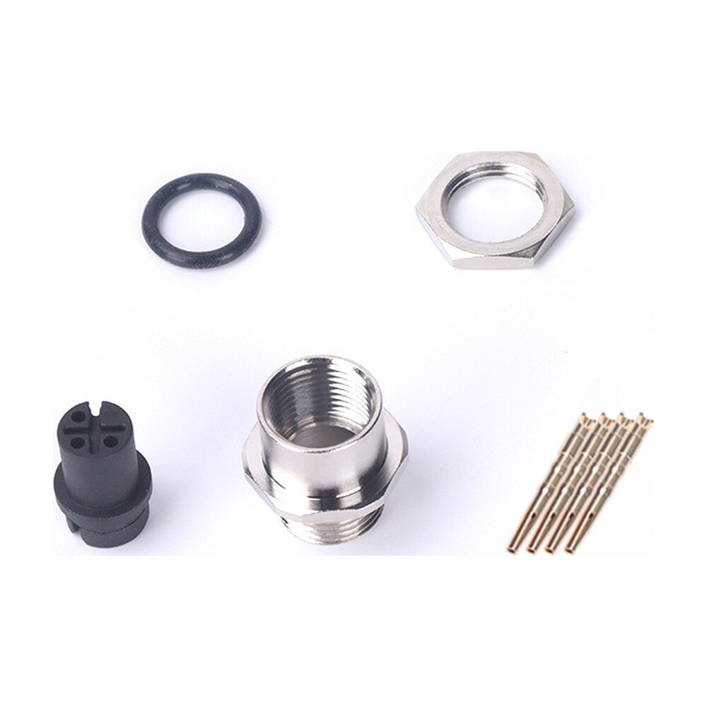 M12 Female Panel Mount Rear Fastened Waterproof Connector With Solder Cup MR-M12-PM-02
