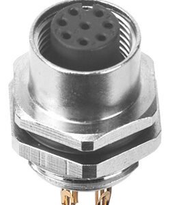 M12 Female Panel Mount Rear Fastened Waterproof Connector With Solder Cup MR-M12-PM-02
