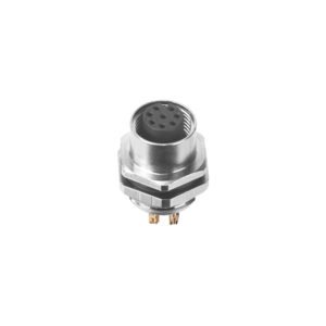 M12 Female Panel Mount Rear Fastened Waterproof Connector With Solder Cup MR-M12-PM-02