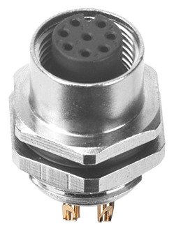 M12 Female Panel Mount Rear Fastened Waterproof Connector With Solder Cup MR-M12-PM-02