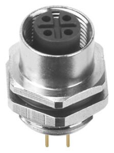 M12 Female Panel Mount Rear Fastened Waterproof Electrical Socket With PG9 Screw Thread MR-M12-PM-03