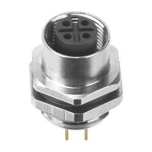 MR-M12-PM-03 - M12 Female Panel Mount Rear Fastened Waterproof Electrical Socket With PG9 Screw Thread