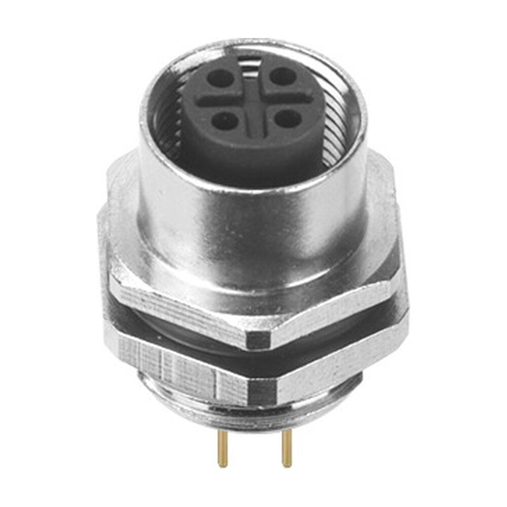 M12 Female Panel Mount Rear Fastened Waterproof Electrical Socket With PG9 Screw Thread MR-M12-PM-03