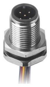 M12 Male Panel Mount Front Fastened Waterproof Electrical Connector With Wires MR-M12-PM-06