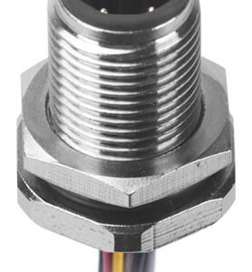M12 Male Panel Mount Front Fastened Waterproof Electrical Connector With Wires MR-M12-PM-06