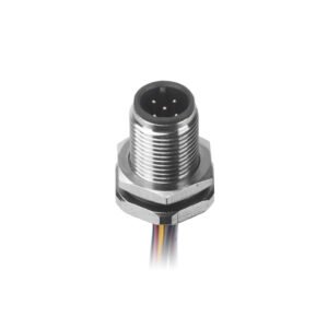 M12 Male Panel Mount Front Fastened Waterproof Electrical Connector With Wires MR-M12-PM-06