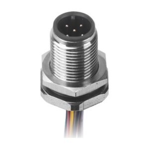 MR-M12-PM-06 - M12 Male Panel Mount Front Fastened Waterproof Electrical Connector With Wires