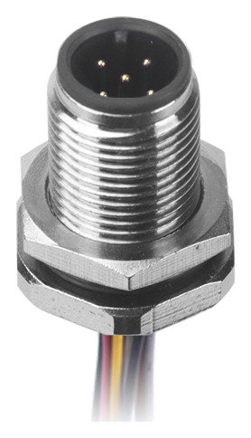 M12 Male Panel Mount Front Fastened Waterproof Electrical Connector With Wires MR-M12-PM-06