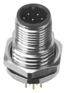 M12 Male Panel Mount Front Fastened Waterproof Electrical Connector With Thread M16X1.5 MR-M12-PM-07