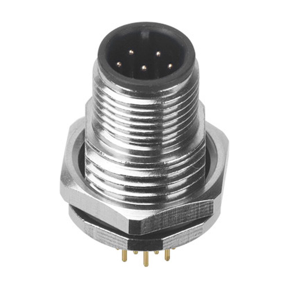 M12 Male Panel Mount Front Fastened Waterproof Electrical Connector With Thread M16X1.5 MR-M12-PM-07