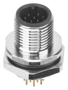 M12 Male Panel Mount Rear Fastened PCB Type Waterproof Connector Thread M12X1.0 MR-M12-PM-12