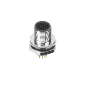 M12 Male Panel Mount Rear Fastened PCB Type Waterproof Connector Thread M12X1.0 MR-M12-PM-12