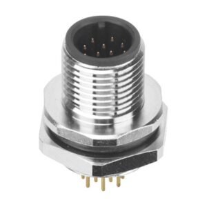 MR-M12-PM-12 - M12 Male Panel Mount Rear Fastened PCB Type Waterproof Connector Thread M12X1.0