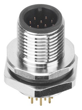 M12 Male Panel Mount Rear Fastened PCB Type Waterproof Connector Thread M12X1.0 MR-M12-PM-12