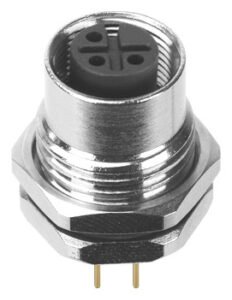M12 Female Panel Mount Front Fastened Waterproof Electrical Socket With PG9 Screw Thread MR-M12-PM-13