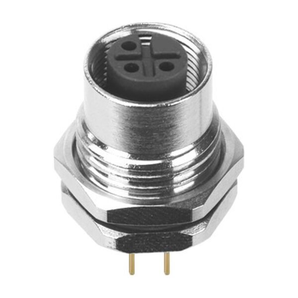 M12 Female Panel Mount Front Fastened Waterproof Electrical Socket With PG9 Screw Thread MR-M12-PM-13