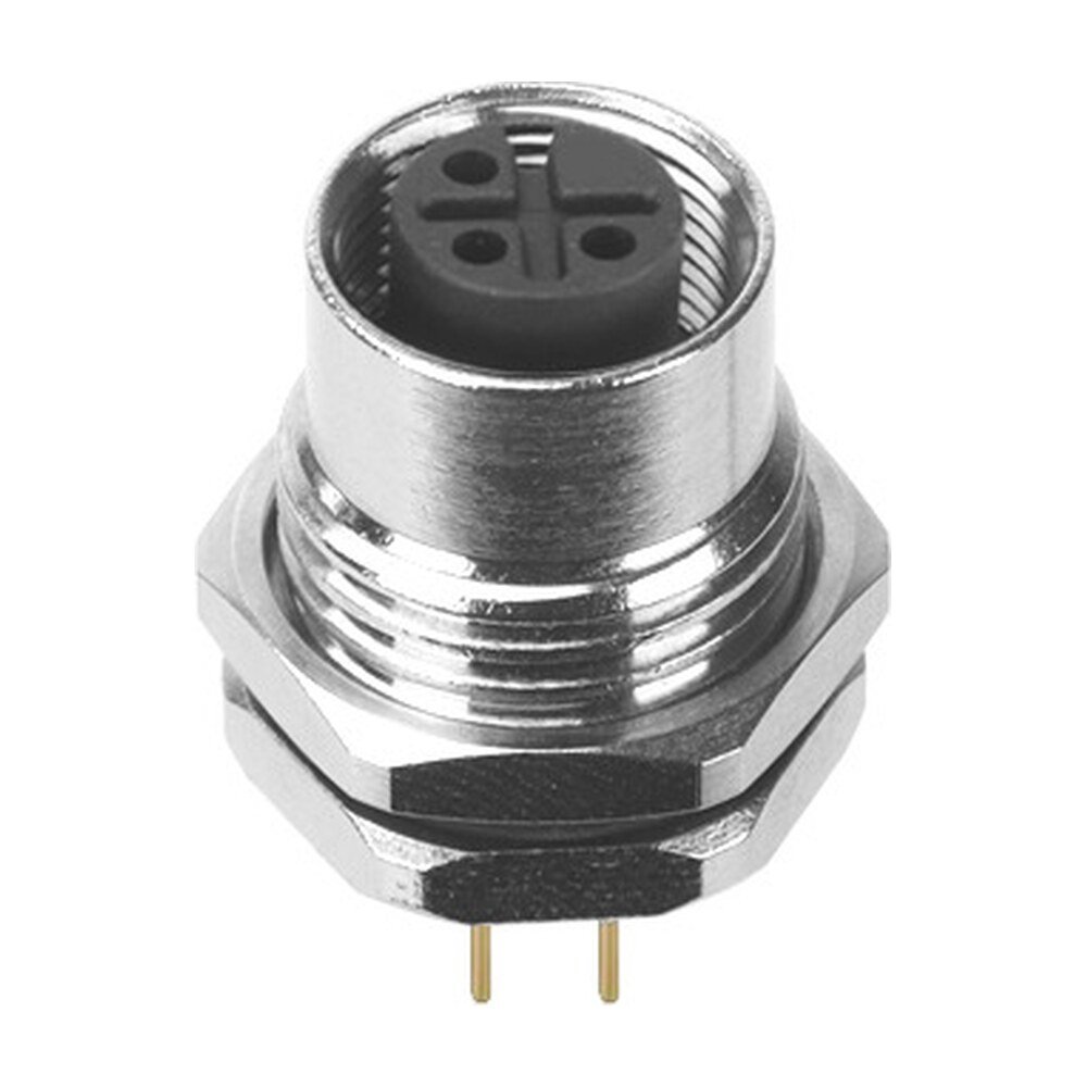 M12 Female Panel Mount Front Fastened Waterproof Electrical Socket With PG9 Screw Thread MR-M12-PM-13