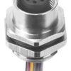 M12 Female Panel Mount Rear Fastened Waterproof Electrical Socket With Wires Solder MR-M12-PM-16