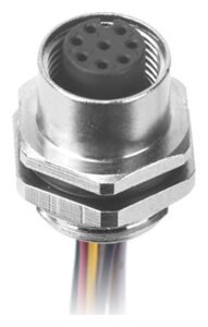 M12 Female Panel Mount Rear Fastened Waterproof Electrical Socket With Wires Solder MR-M12-PM-16