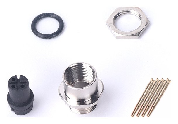 M12 Female Panel Mount Rear Fastened Waterproof Electrical Socket With Wires Solder MR-M12-PM-16