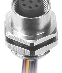 MR-M12-PM-16 - M12 Female Panel Mount Rear Fastened Waterproof Electrical Socket With Wires Solder
