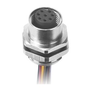 MR-M12-PM-16 - M12 Female Panel Mount Rear Fastened Waterproof Electrical Socket With Wires Solder