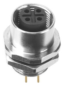 M12 Female Panel Mount Rear Fastened PCB Type Waterproof Electrical Connector MR-M12-PM-17