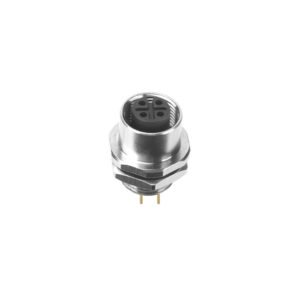 M12 Female Panel Mount Rear Fastened PCB Type Waterproof Electrical Connector MR-M12-PM-17