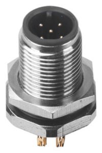 M12 Male Panel Mount Front Fastened Waterproof Electrical Receptacle With Solder Cup MR-M12-PM-20