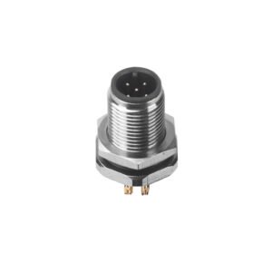 M12 Male Panel Mount Front Fastened Waterproof Electrical Receptacle With Solder Cup MR-M12-PM-20