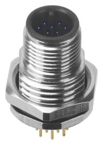M12 Male Panel Mount Front Fastened Waterproof Electrical Connector With PG9 Screw Thread MR-M12-PM-21