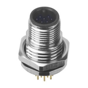 MR-M12-PM-21 - M12 Male Panel Mount Front Fastened Waterproof Electrical Connector With PG9 Screw Thread