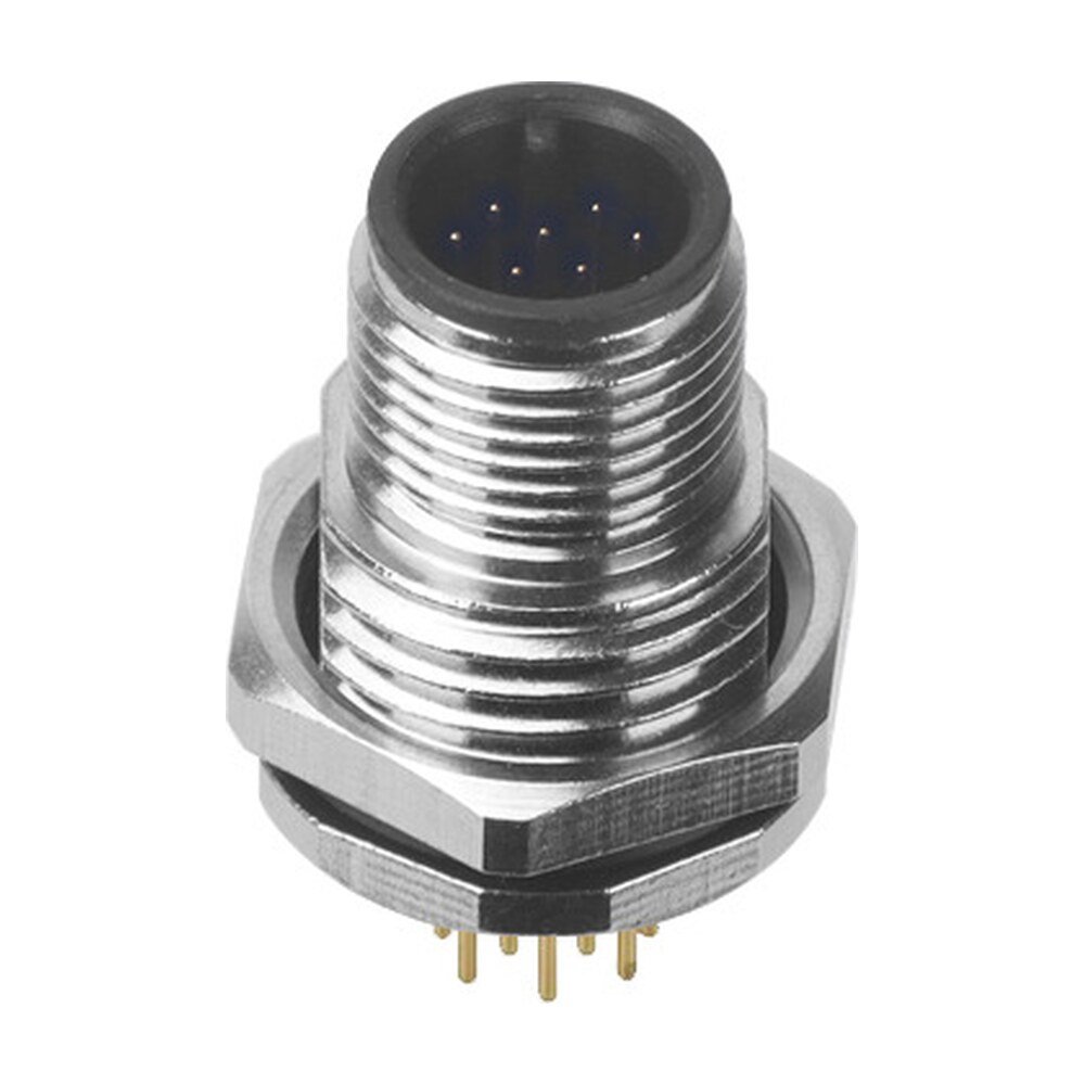 M12 Male Panel Mount Front Fastened Waterproof Electrical Connector With PG9 Screw Thread MR-M12-PM-21