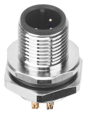 M12 Male Panel Mount Rear Fastened Waterproof Electrical Connector With Solder Cup MR-M12-PM-23