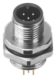 M12 Male Panel Mount Rear Fastened Waterproof Electrical Socket With PG9 Screw Thread MR-M12-PM-24