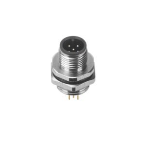 M12 Male Panel Mount Rear Fastened Waterproof Electrical Socket With PG9 Screw Thread MR-M12-PM-24